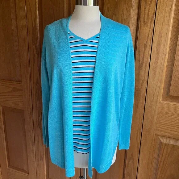 TALBOTS  -- Cotton V-Neck Tee - Merida Stripe -- Excellent Condition - Picture 9 of 13
